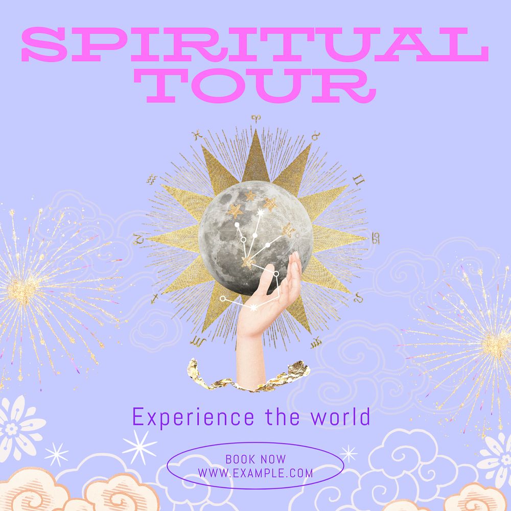 Spiritual tour Instagram post template, editable text