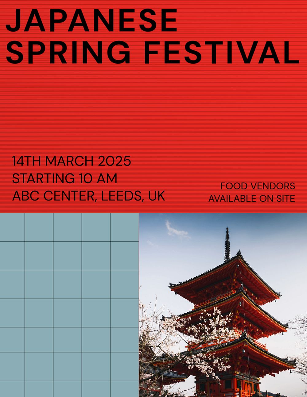 Spring festival flyer template, editable text