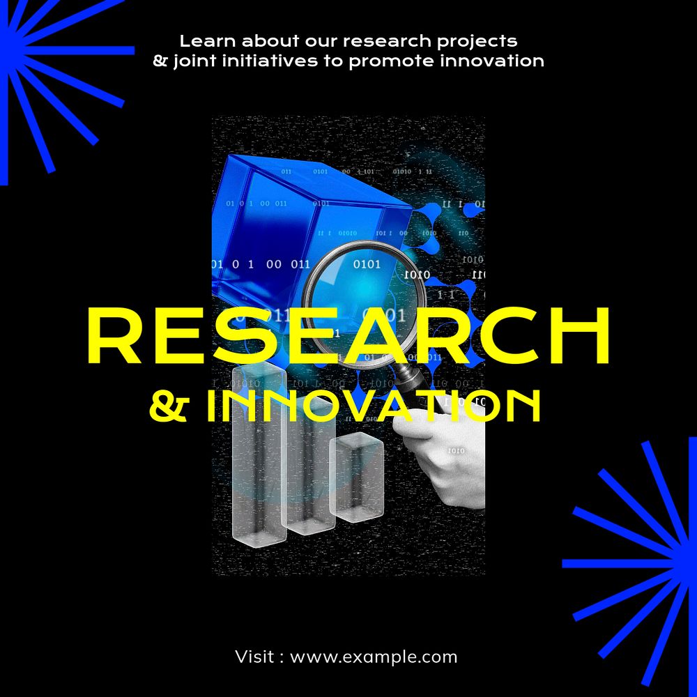 Research & innovation Instagram post template, editable text