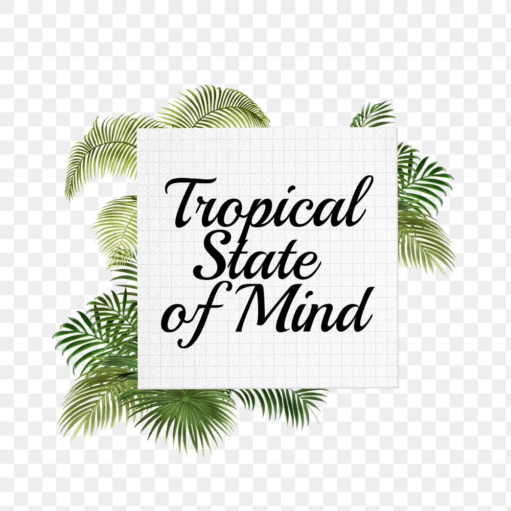 Tropical state png mind quote, aesthetic collage art, editable design