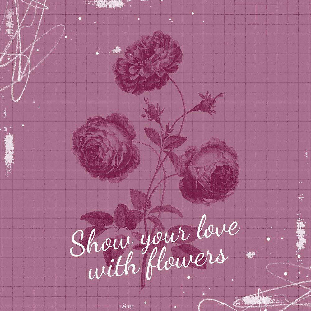 Flowers Instagram post template, editable text