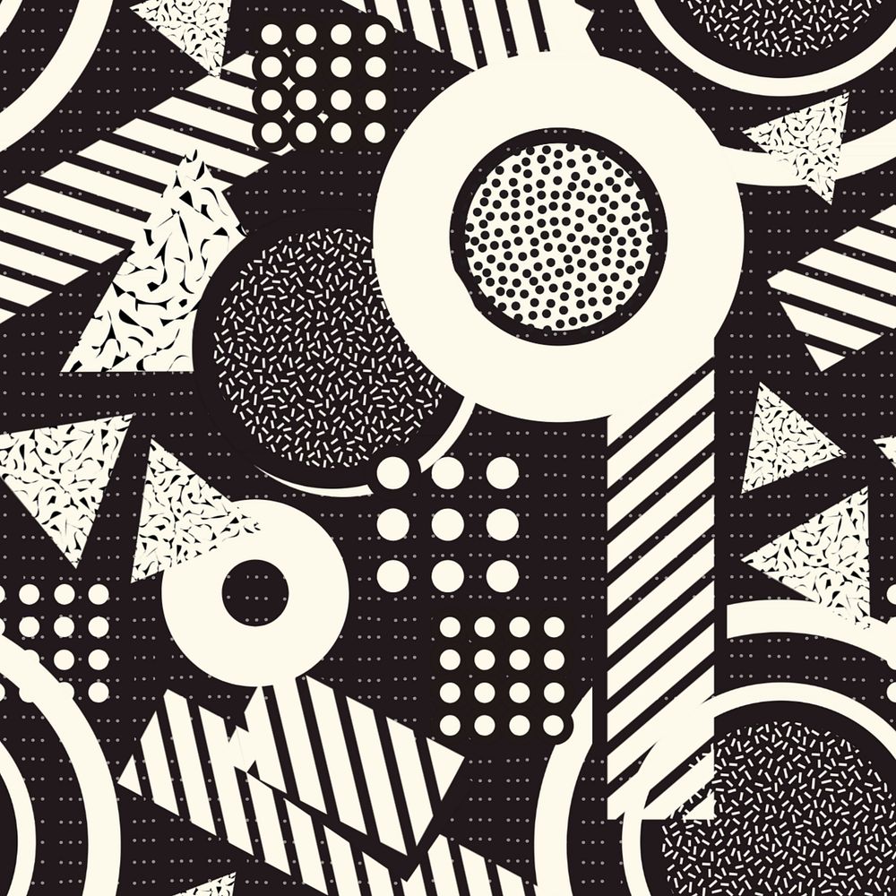 Retro geometric pattern background, black abstract, editable design