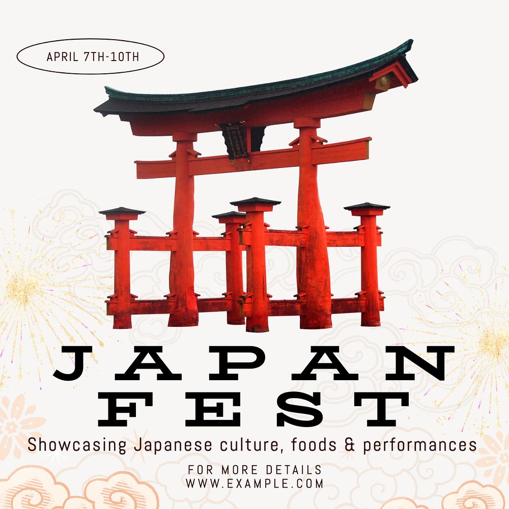 Japan festival Instagram post template, editable text