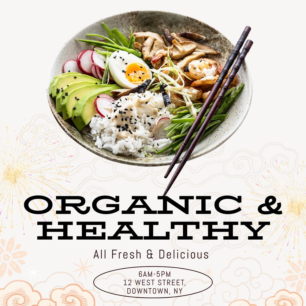 Organic & healthy Instagram post template, editable text