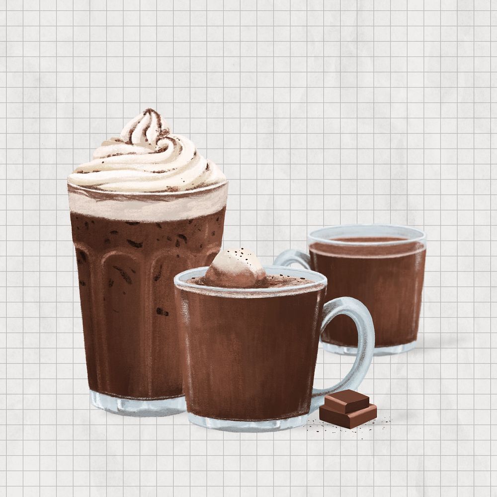 Chocolate drink, sweet beverage illustration, editable design