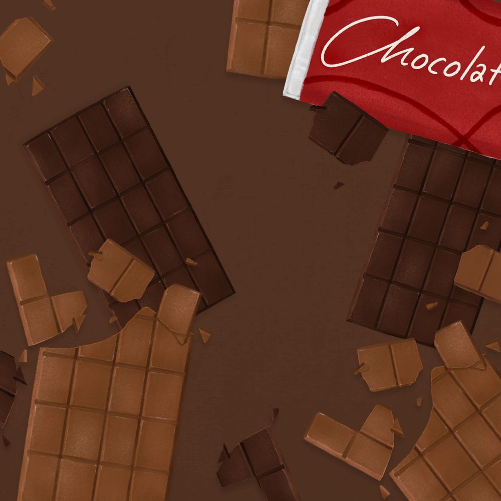 Chocolate bars background, dessert illustration, editable design