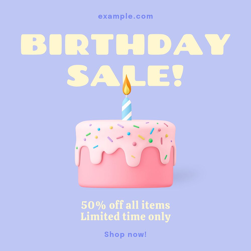 Birthday sale Instagram post template, editable text