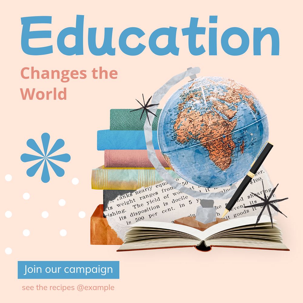 Education campaign Instagram post template, editable text