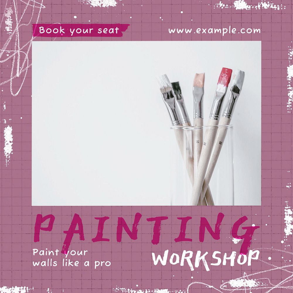 Painting workshop Instagram post template, editable text