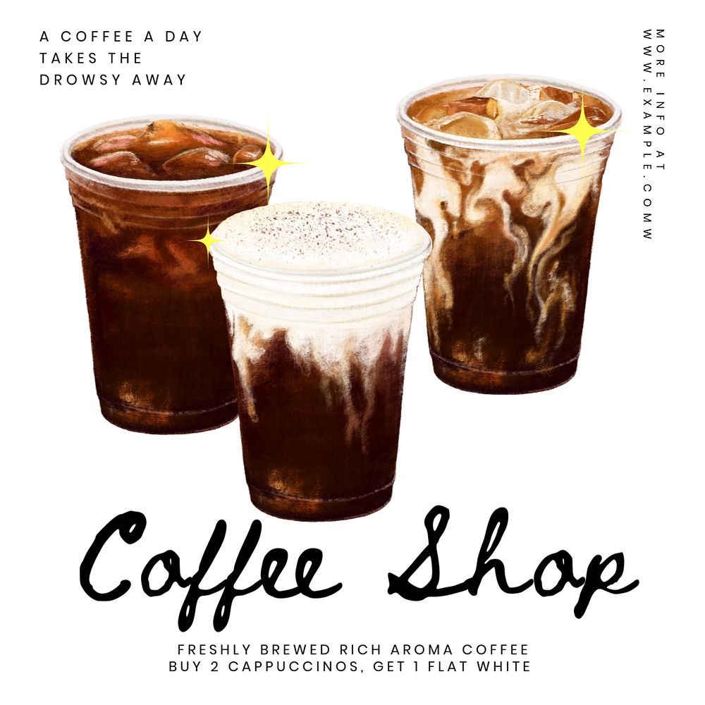 Coffee shop Instagram post template, editable text