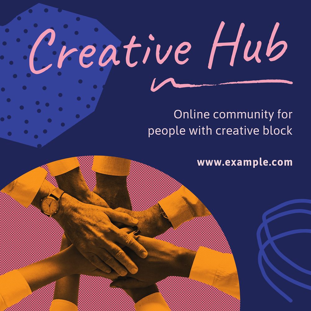 Online sharing community Instagram post template, editable text