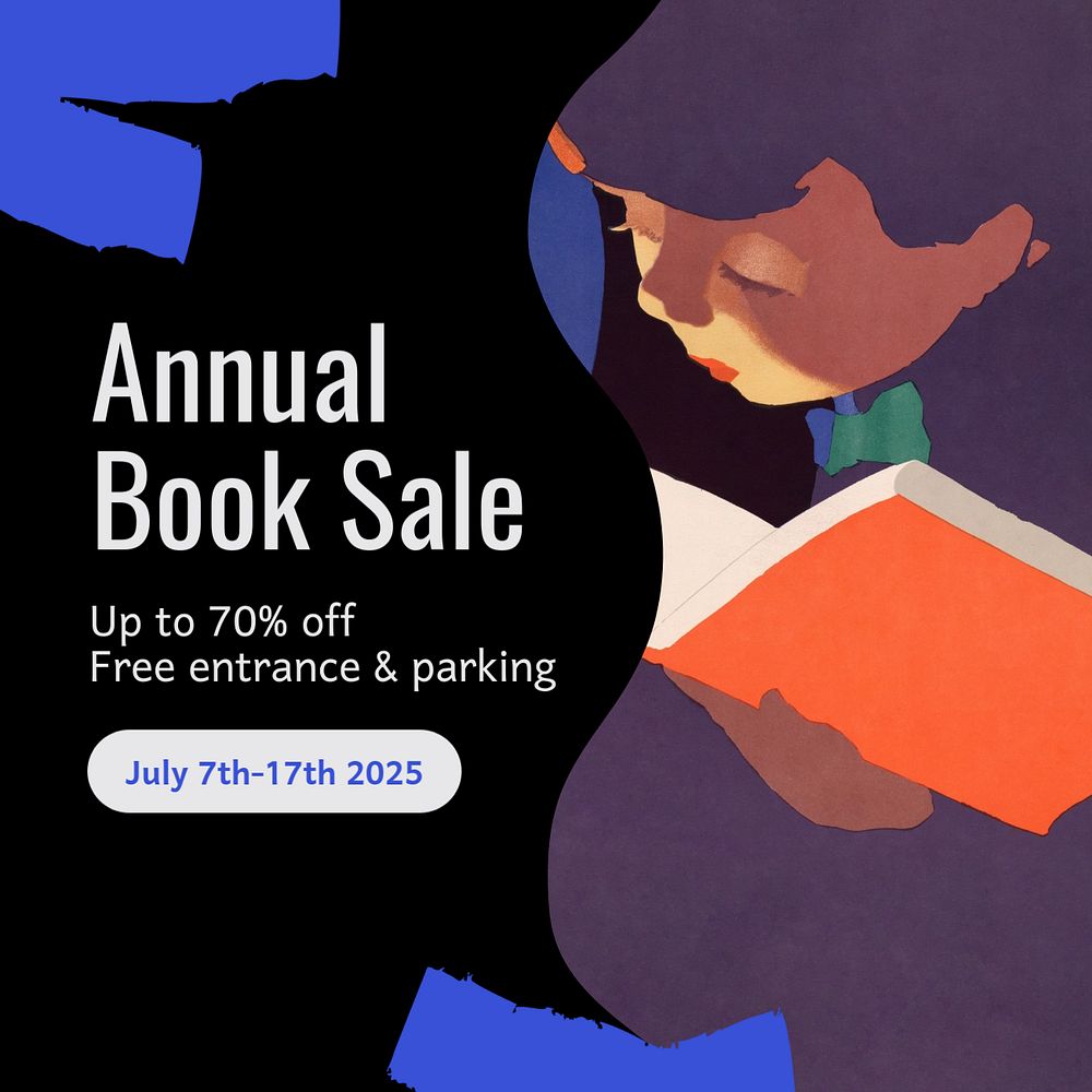 Annual book sale Instagram post template, editable text