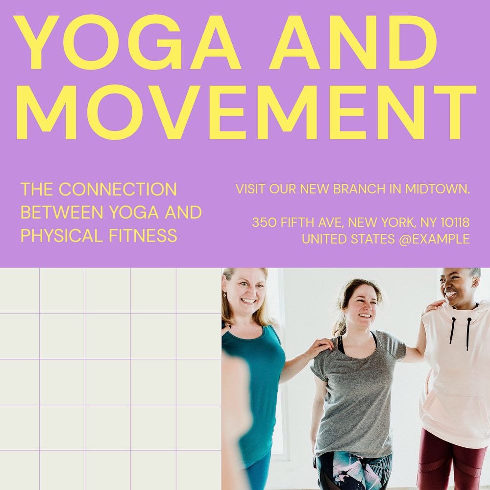 Yoga and movement Instagram post template, editable design