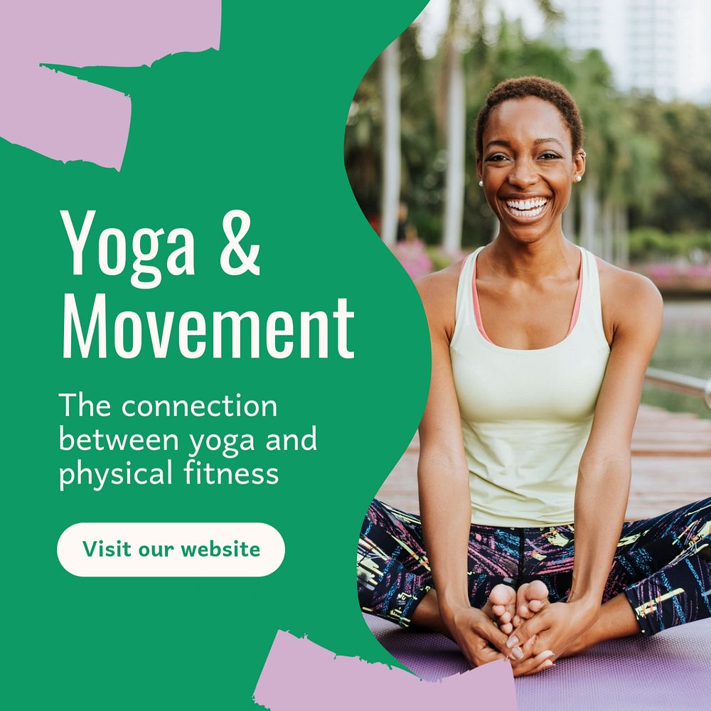 Yoga and movement Instagram post template, editable text