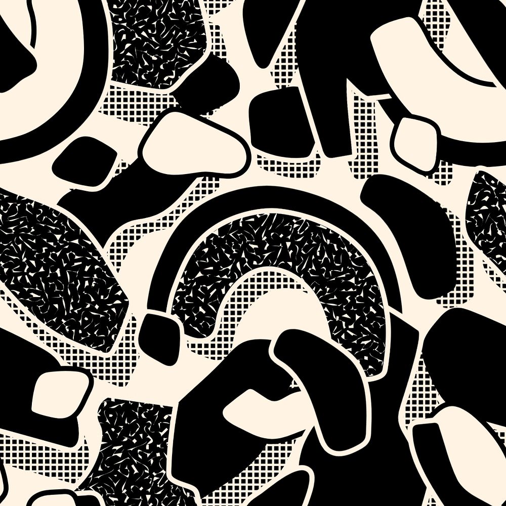 Black abstract pattern background, organic shapes, editable design