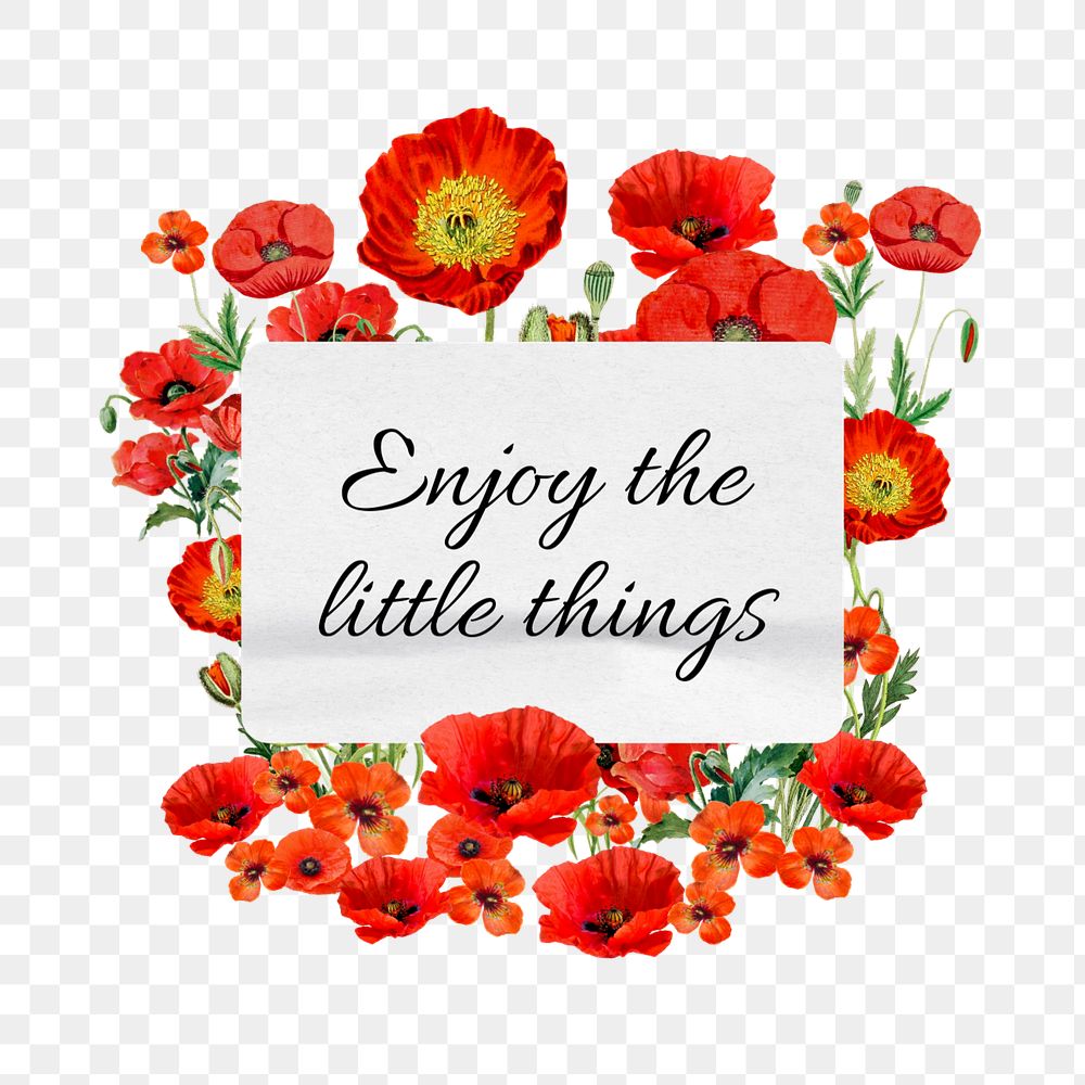 Enjoy the little things png quote, aesthetic flower collage art, editable design