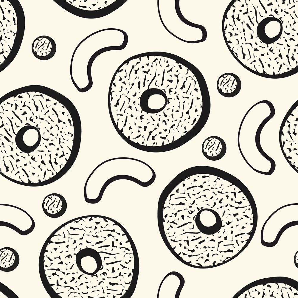 Donut memphis pattern background, beige abstract, editable design