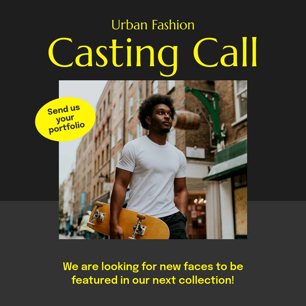 Casting call Instagram post template, editable text