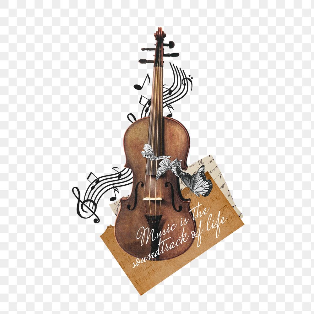 Violin png, editable musical instrument. Remixed by rawpixel.