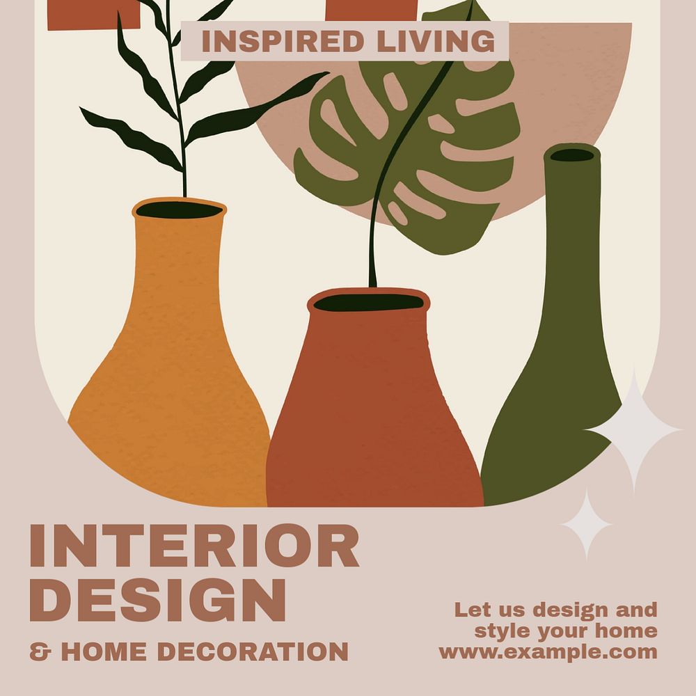 Interior design Instagram post template, editable design