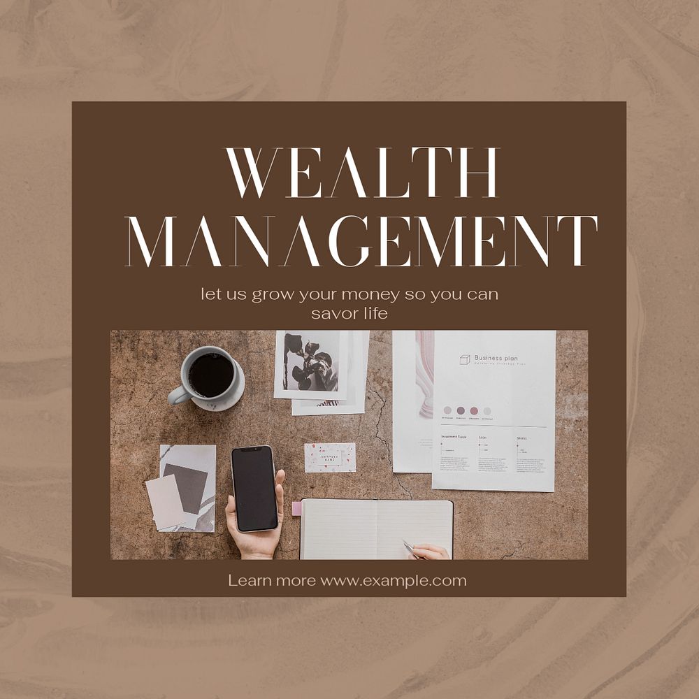 Wealth management Instagram post template, editable text