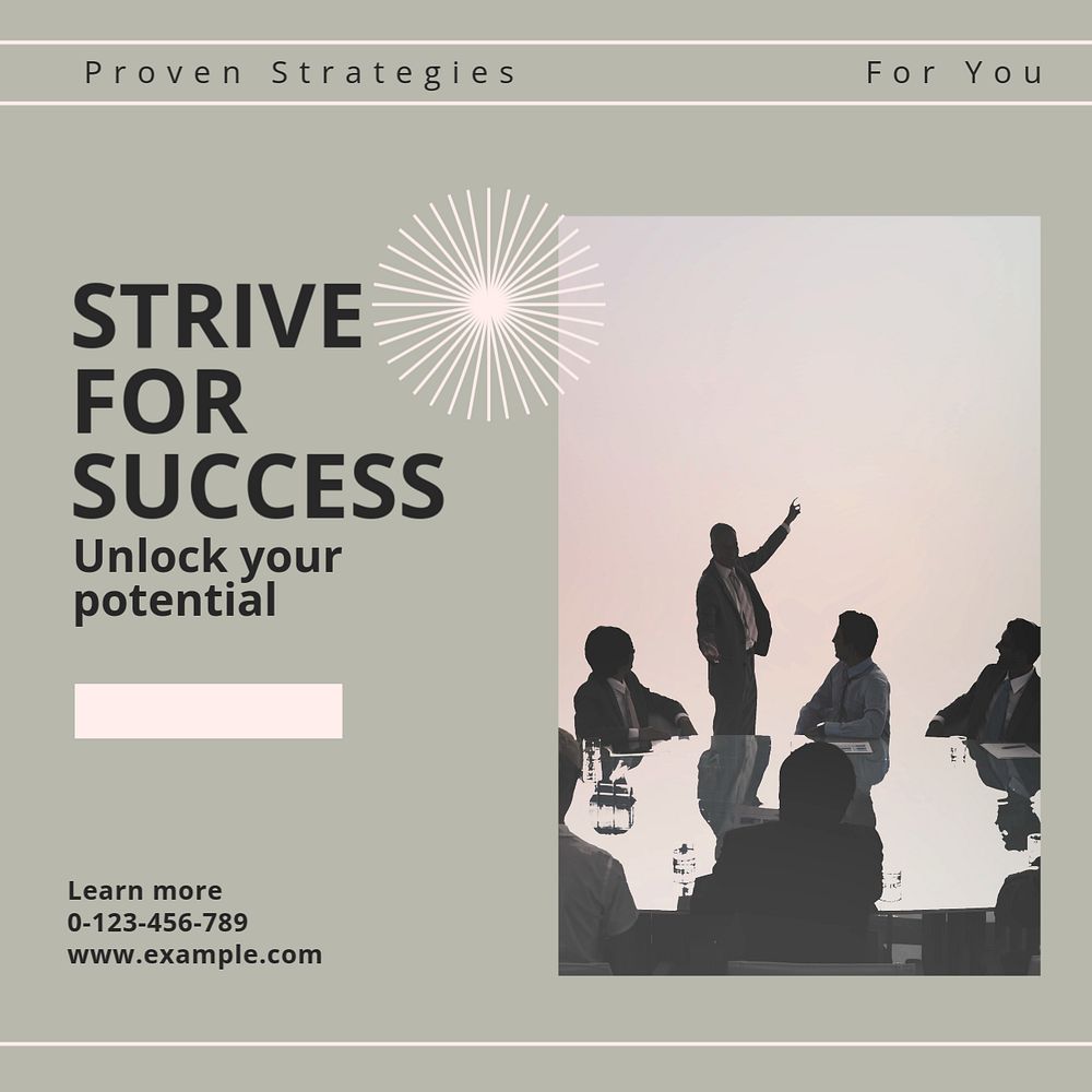 Strive for success  Instagram post template, editable design