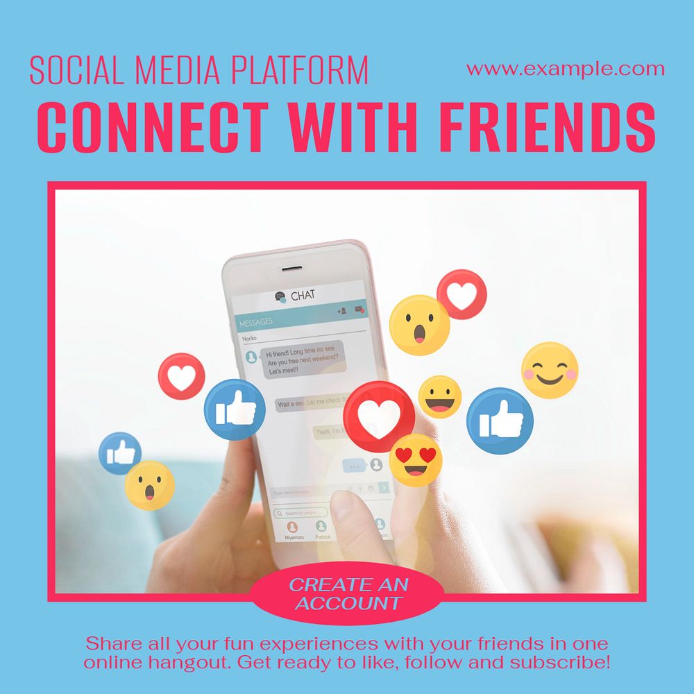 Connect with friends Instagram post template, editable design