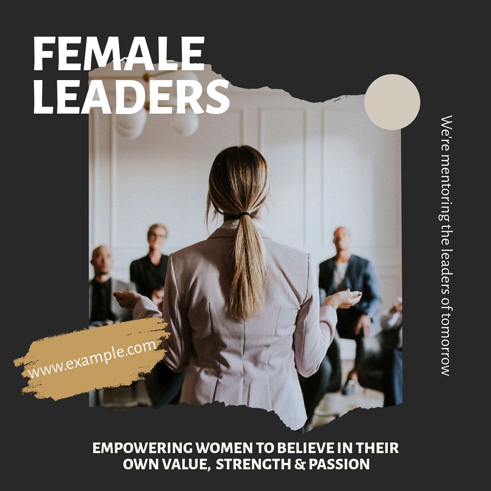 Female leaders Instagram post template, editable design