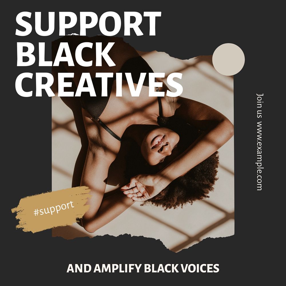 Support black creatives Instagram post template, editable design