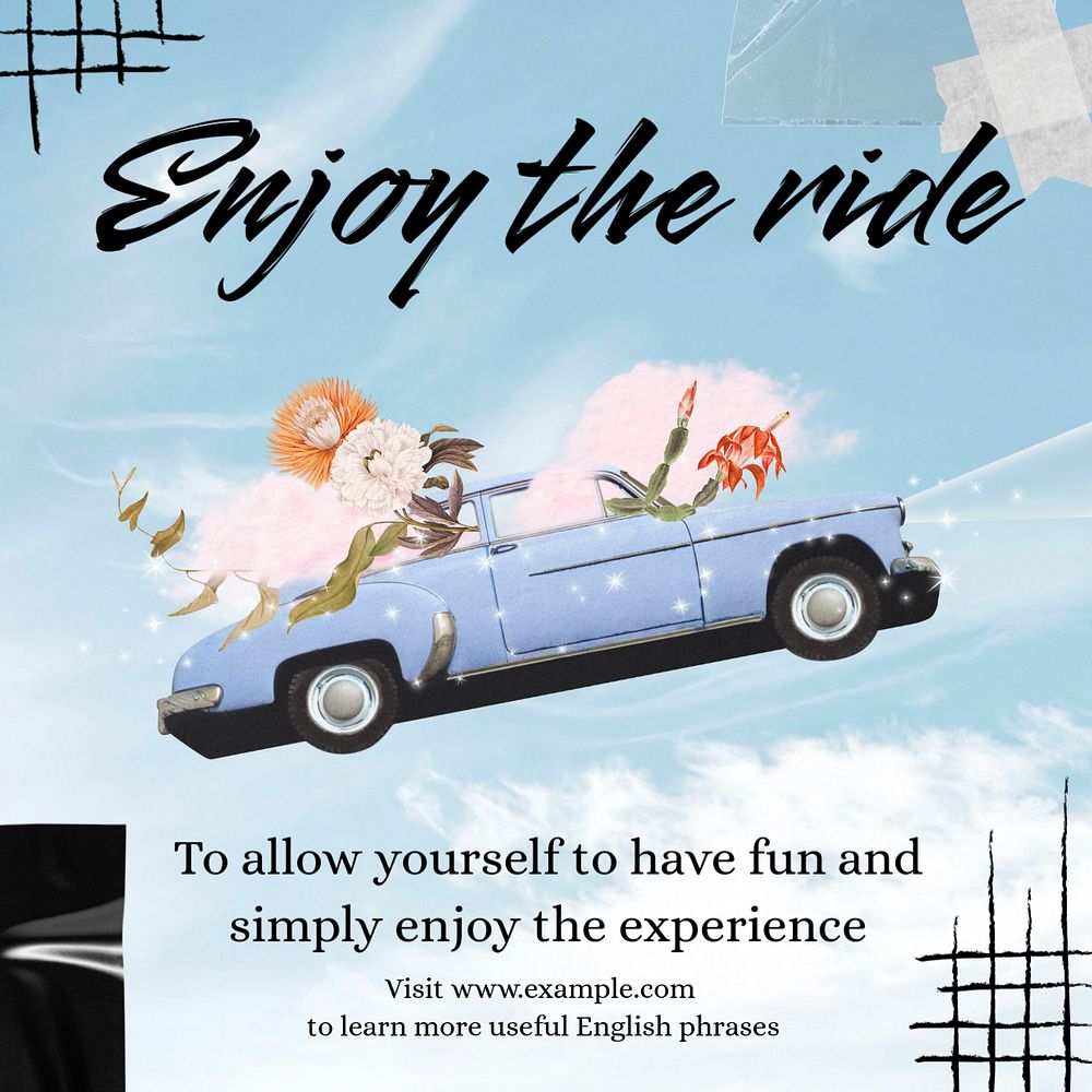 Enjoy the ride Instagram post template, editable text