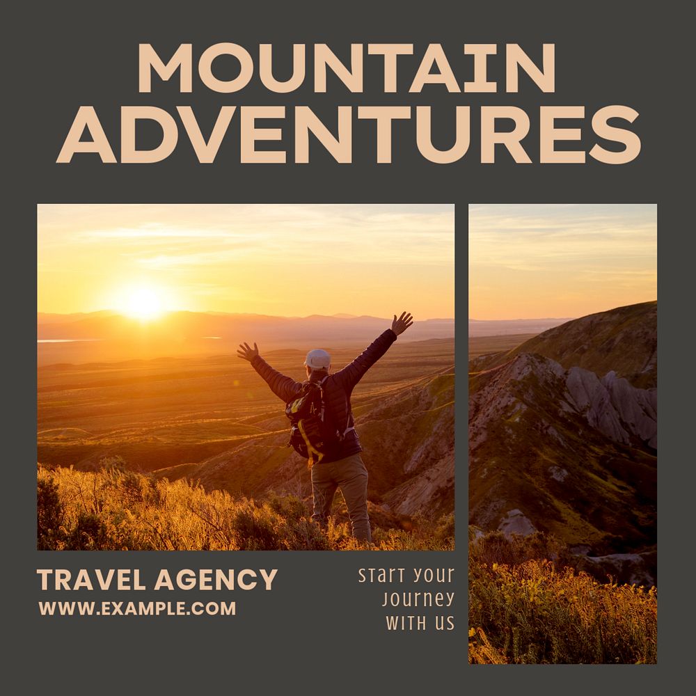 Mountain adventures Instagram post template, editable social media ad