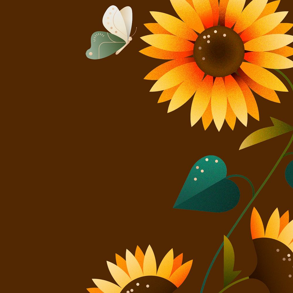 Brown flat sunflower design space, editable design