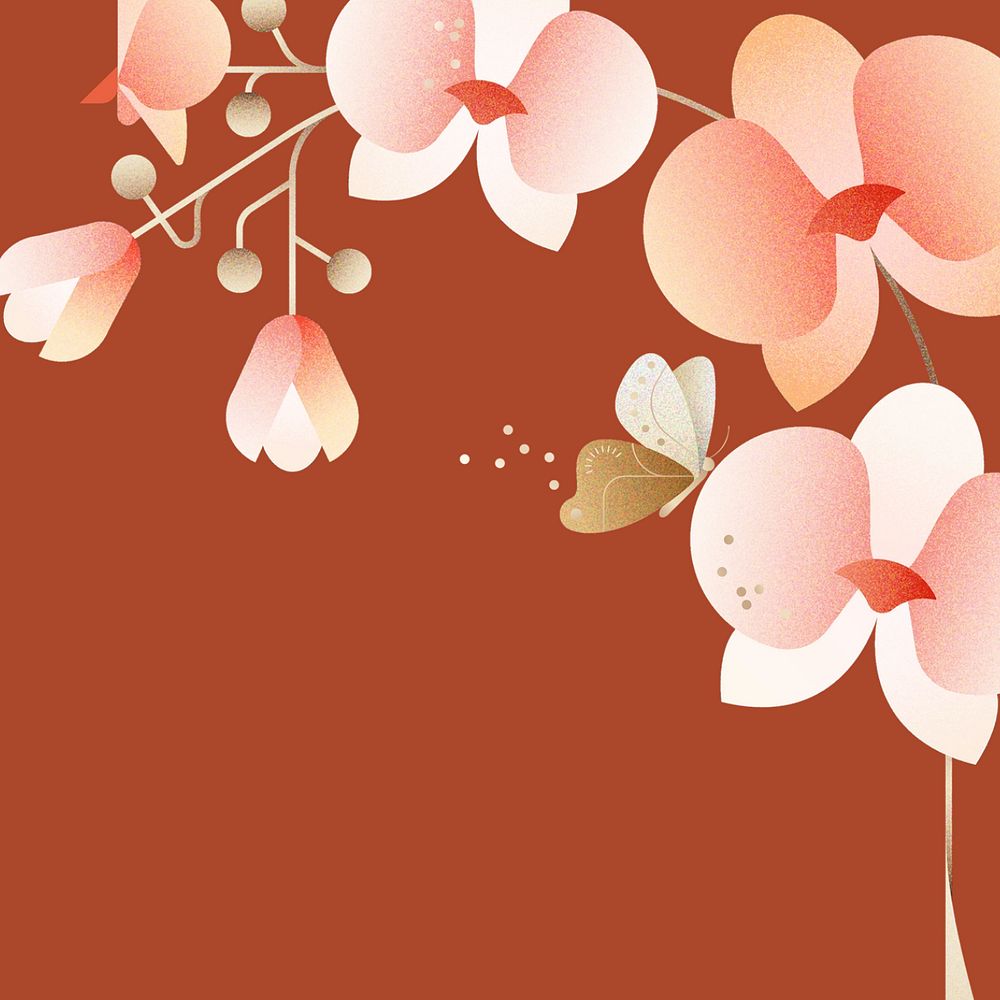 Red orchid flower design space, editable design