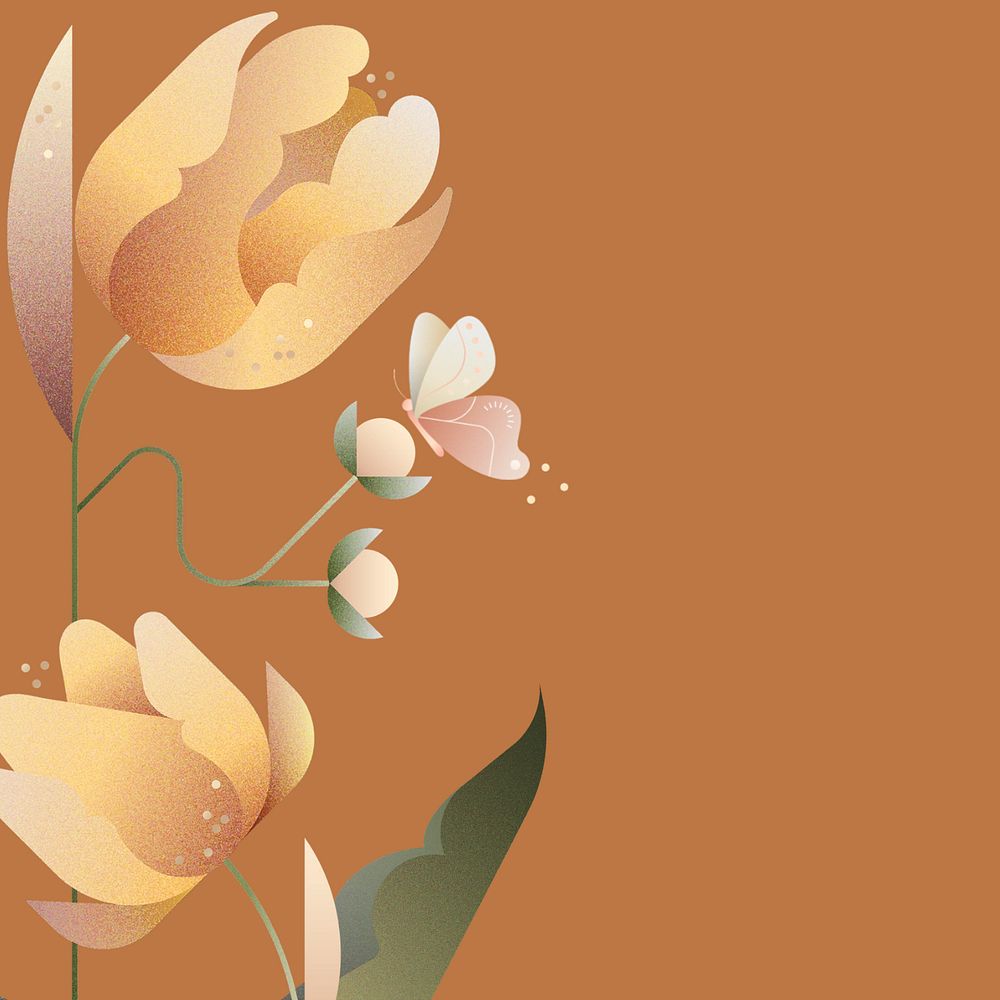 Brown tulip floral design space, editable design