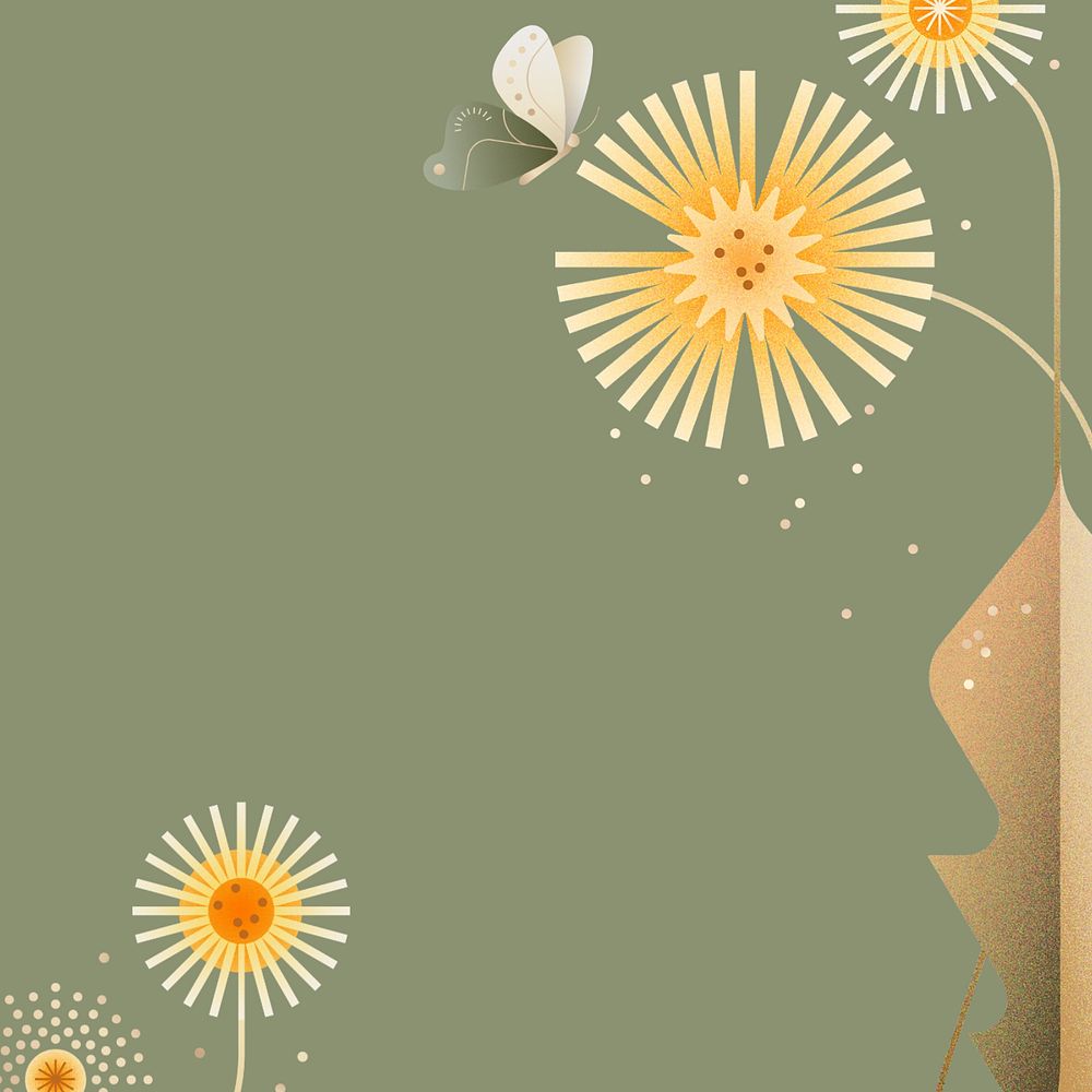 Green geometric dandelion floral design space, editable design