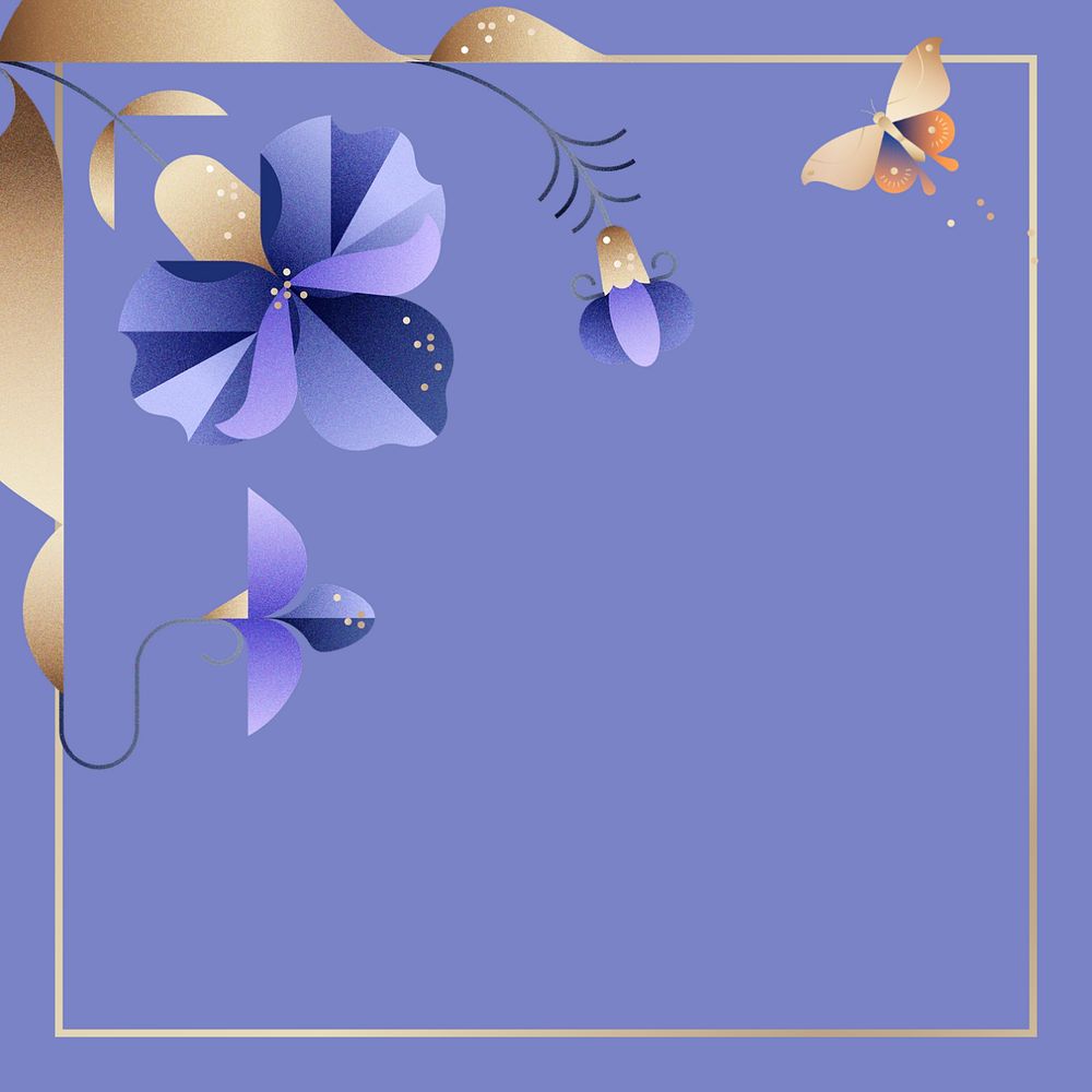 Blue iris floral border frame, editable design