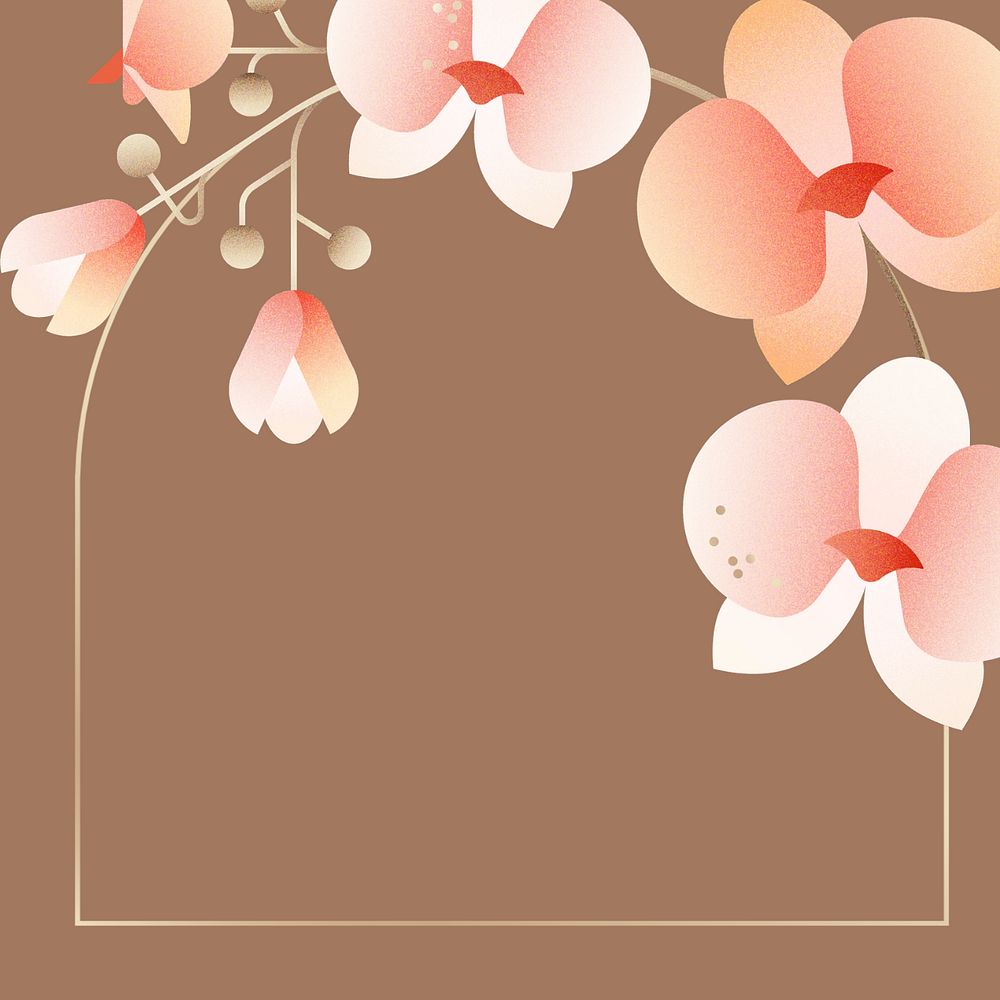 Orchid flower arch border frame, editable design