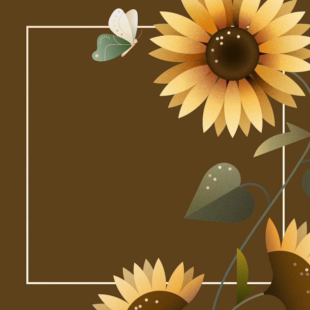 Brown geometric sunflower border frame, editable design