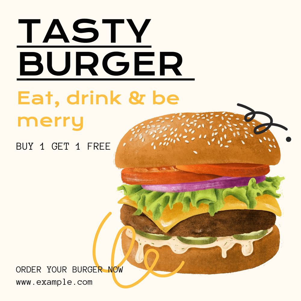 Restaurant promotion Instagram post template, editable text