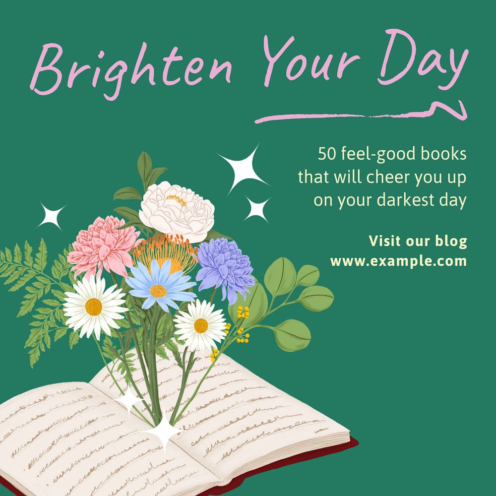 Books recommendation Facebook post template, editable design