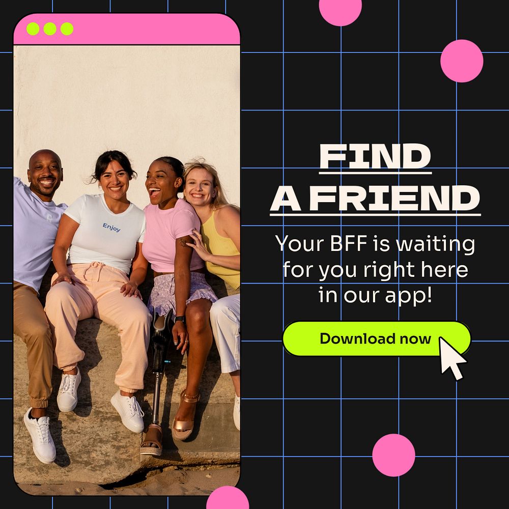 Find a friend Instagram post template, editable text