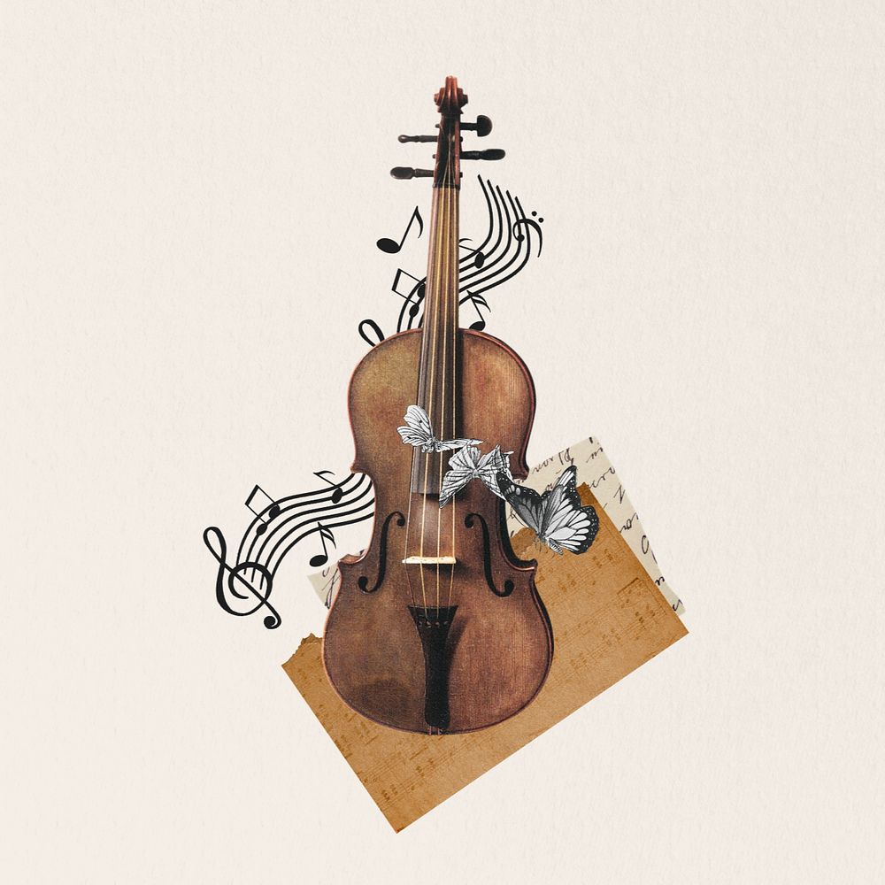 Violin, editable musical instrument. Remixed by rawpixel.