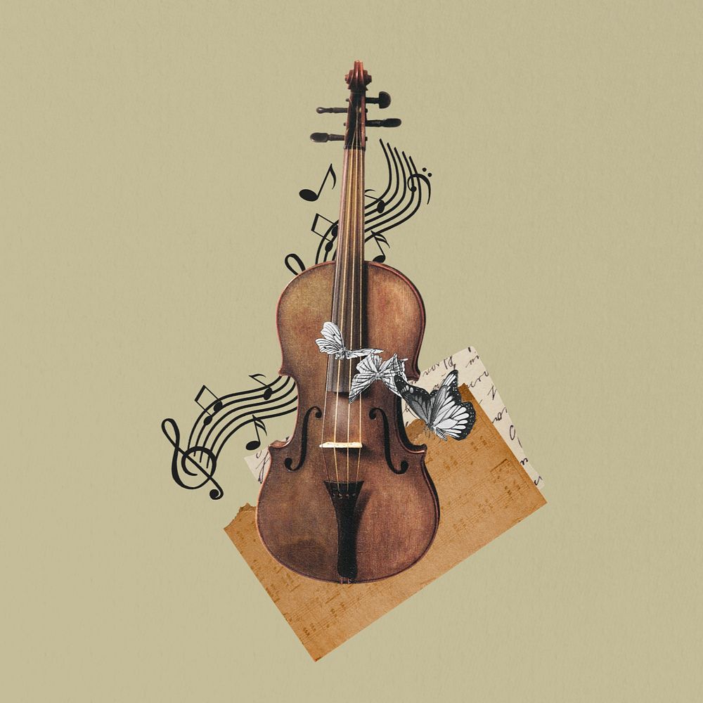 Violin, editable musical instrument. Remixed by rawpixel.