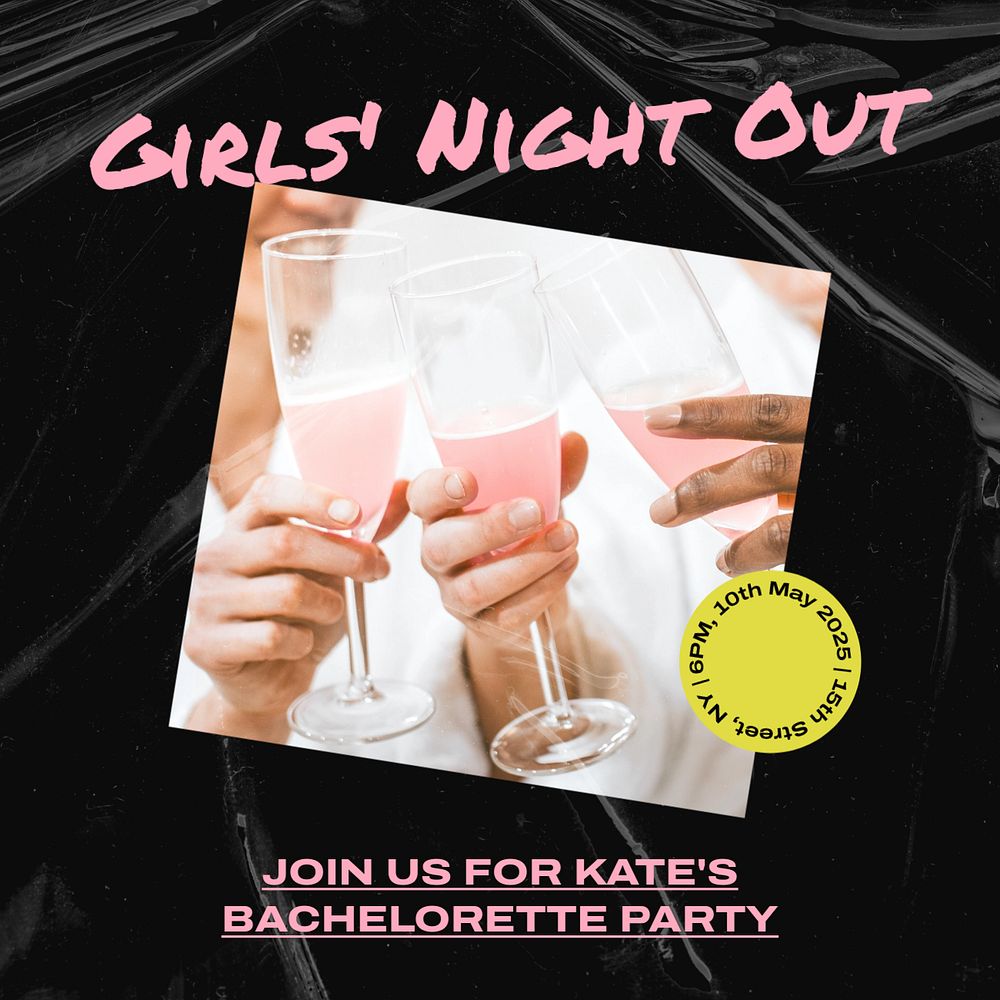 Bachelorette party Instagram post template, editable text