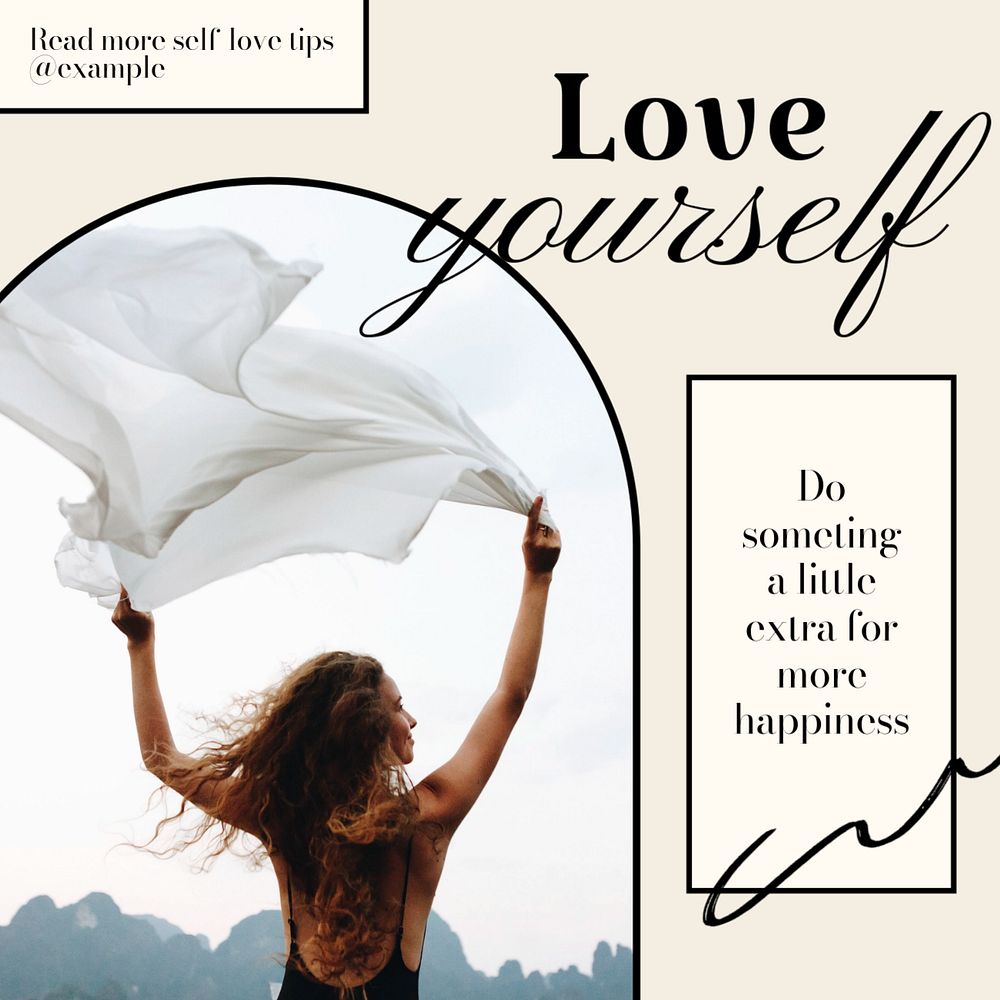 Love yourself Instagram post template, editable text