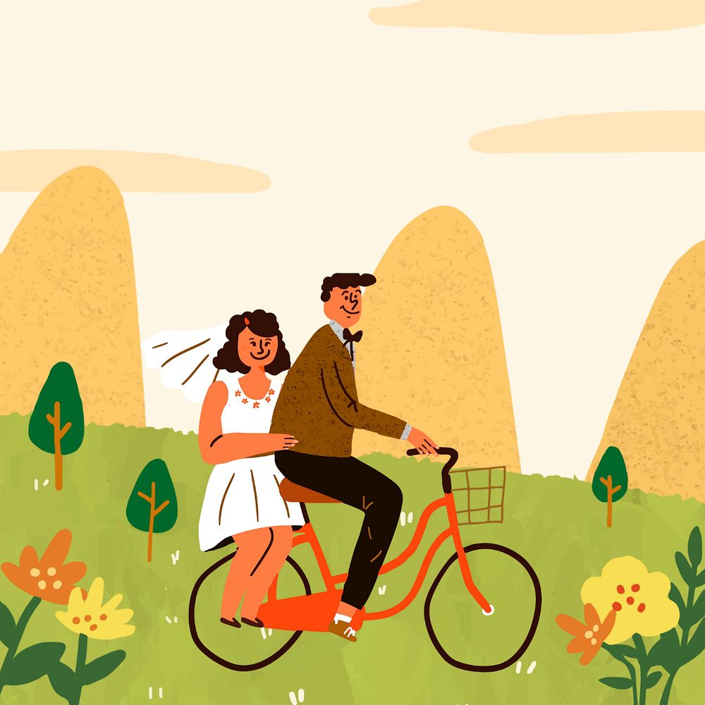 Wedding couple doodle illustration, editable design