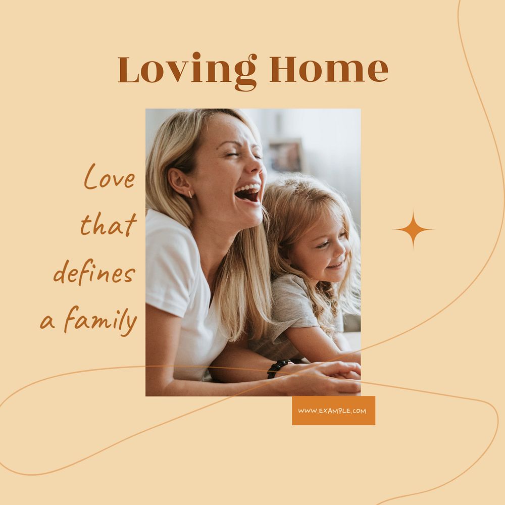 Loving home Instagram post template, editable text