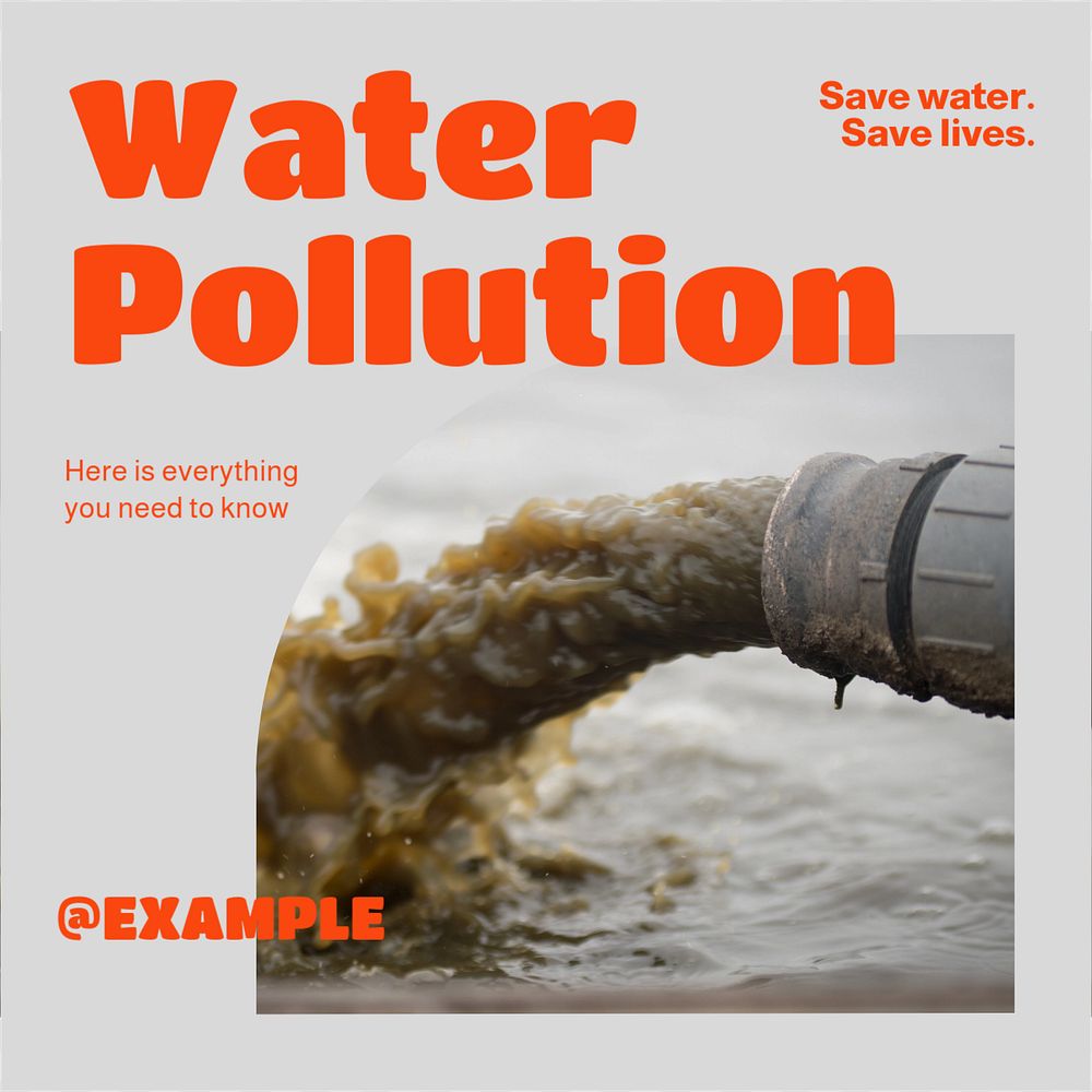 Water pollution Instagram post template, editable design