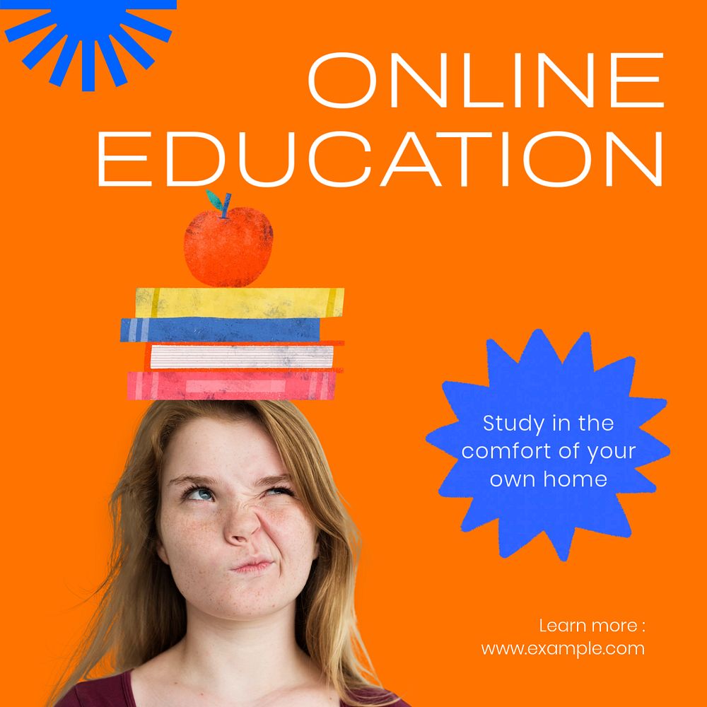 Online education Instagram post template, editable text