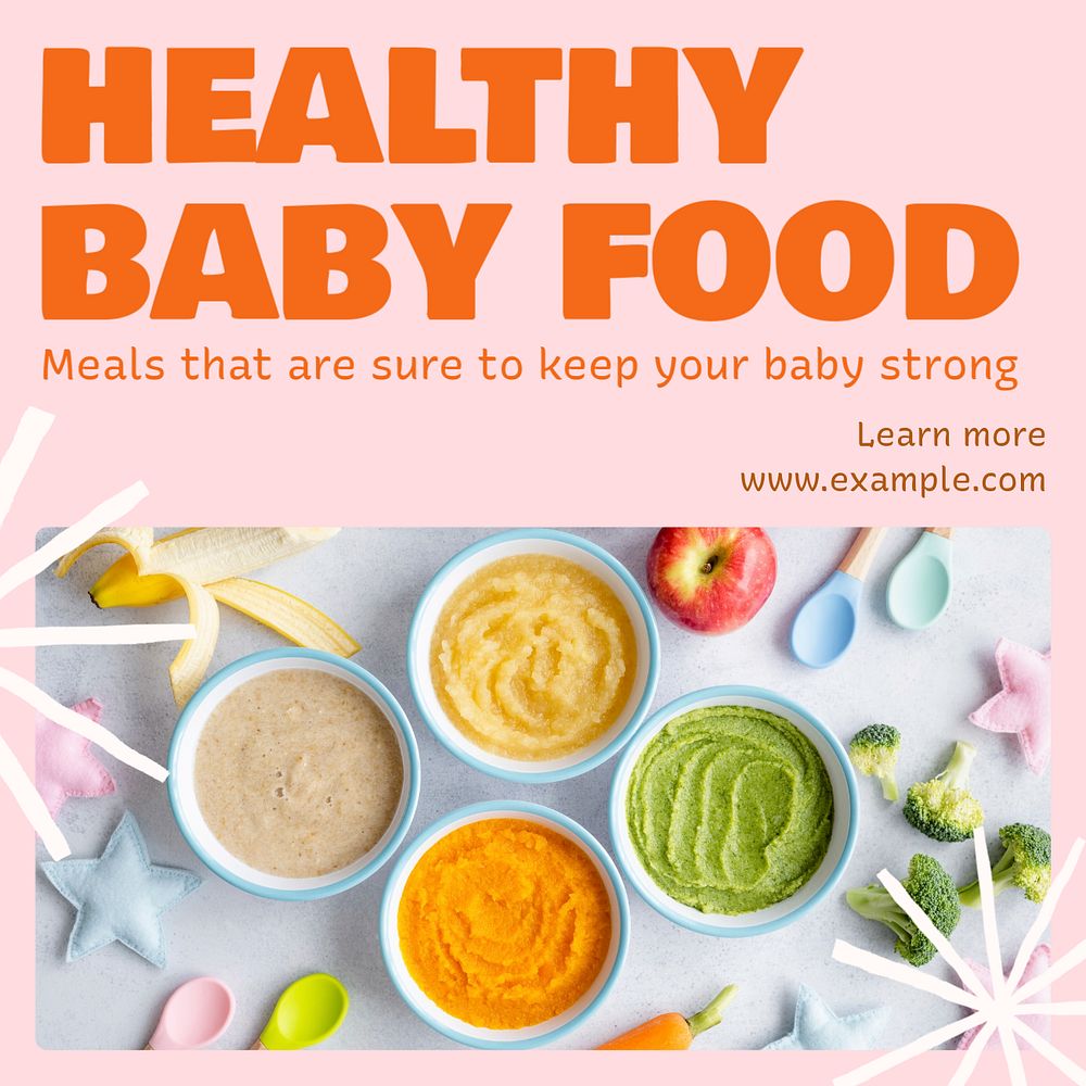 Healthy baby food Instagram post template, editable text